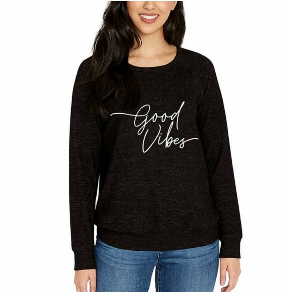 Buffalo Ladies' Printed Cozy Top, Black Good Vibes M